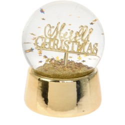 Χιονόμπαλα χριστουγεννιάτικη resin/γυαλί "MERRY CHRISTMAS" 10x10x13εκ JK Home Decoration 884955a