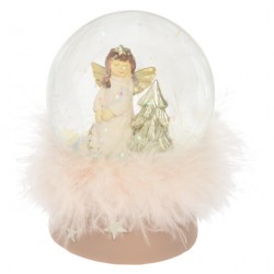 Χιονόμπαλα χριστουγεννιάτικη resin/γυαλί με άγγελο+φτερά 8x8x11εκ JK Home Decoration 004596a