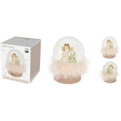 Χιονόμπαλα χριστουγεννιάτικη resin/γυαλί με άγγελο+φτερά 8x8x11εκ JK Home Decoration 004596b