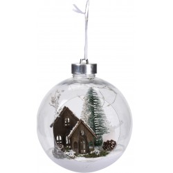 Μπάλα plexi φωτιζόμενη μπαταρίας 5LED με χριστουγεννιάτικη παράσταση 15εκ JK Home Decoration 677120c