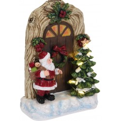 Χριστουγεννιάτικο διακοσμητικό φωτιζόμενο μπαταρίας "Πόρτα με Άη Βασίλη" 13x6x19εκ JK Home Decoration 638534a