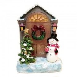 Χριστουγεννιάτικο διακοσμητικό φωτιζόμενο μπαταρίας "Πόρτα με Χιονάνθρωπο" 13x6x19εκ JK Home Decoration 638534b