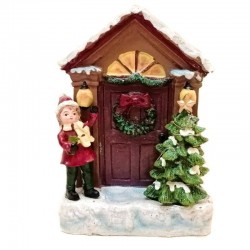 Χριστουγεννιάτικο διακοσμητικό φωτιζόμενο μπαταρίας "Πόρτα με Κοριτσάκι" 13x6x19εκ JK Home Decoration 638534c