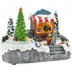 Χριστουγεννιάτικο πλανώδιο μαγαζί "Toy Store" με φως και κίνηση 19x11x13εκ JK Home Decoration 544705a