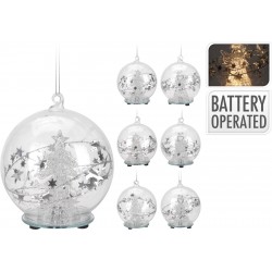 Μπάλα γυάλινη διάφανη Φ8εκ φωτιζόμενη μπαταρίας με αγγελάκι JK Home Decoration 652066b