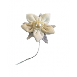Λουλουδάκι μαργαρίτα λευκό/μπεζ υφασμάτινομε πέρλα 4 εκ Whispers 7709