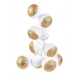 Γιρλάντα 10 μπάλες 6εκ μπαταρίας λευκό/χρυσό θερμό φως Home Decor 10288
