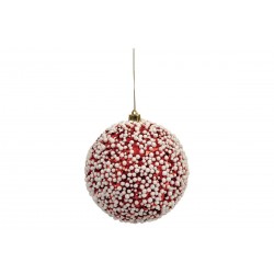 Μπάλες χριστουγεννιάτικες φελιζόλ κόκκινες/λευκές σετ/16 Φ6-Φ8εκ Inart 2-70-675-020