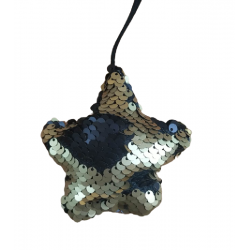 Στολίδι αστέρι υφασμάτινο χρυσό/μαύρο με παγέτες 9εκ JK Homedecoration 852837