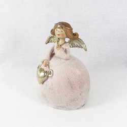 Άγγελος polyresin ροζ/χρυσός με καρδιά 12x8x16εκ JK Home Decoration 85865