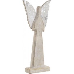 Άγγελος ξύλινος διακοσμητικός σε φυσικό χρώμα 15,5x5x36εκ INART 2-70-815-0008