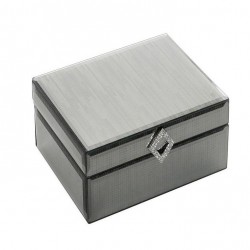 Κουτι γυάλινο τετράγωνο γκρι 12,5x12,5x8εκ ESPIEL KOT101