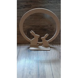 Στεφάνι με 2 λαγούς σε βάση MDF 20x5x21εκ Χτύπα Ξύλο 3-04-2021-264
