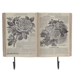 Κρεμάστρα τοίχου 2 θέσεων "βιβλίο" με τριαντάφυλλα 35x5x29εκ INART 3-70-368-0015