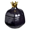 Ρόδι κεραμικό ανοιγόμενο μαύρο ματ με χρυσό κοτσάνι 11x16εκ JK Home Decoration 56528