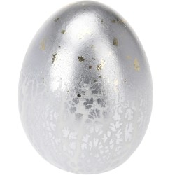 Αυγό κεραμικό ασημί κρακελέ 11x14εκ JK Home Decoration 173568a