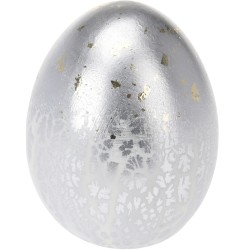 Αυγό κεραμικό ασημί κρακελέ 11x14εκ JK Home Decoration 173568a