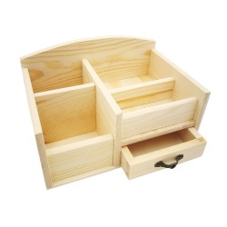 Κουτί οργάνωσης γραφείου ξύλινο με συρταράκι 21,5×13,50×13εκ 119954