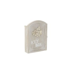 Κλειδοθήκη ξύλινη μπεζ με τριαντάφυλλο 17χ5χ24εκ INART 3-70-147-0016
