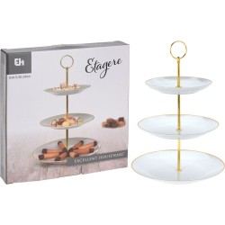 Ορντιβιέρα 3οροφη κεραμική λευκή/χρυσή JK Home Decoration 066075