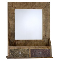 Καθρέφτης ξύλινος natural με 2 συρτάρια 60Χ10Χ80εκ INART 3-95-350-0001