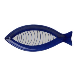 Πιατέλα ψάρι κεραμική λευκή/μπλε 42,5x17 εκ INART 3-60-072-0005