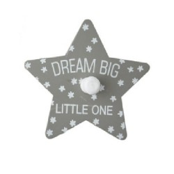 Κρεμάστρα παιδική μονή αστέρι γκρι MDF 12,5x12,5 εκ JK Home Decoration 112966-4