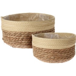 JK Home Décor - Καλάθι Πλεκτό Ψάθινο 24,5x13-20x12εκ S/2 172196