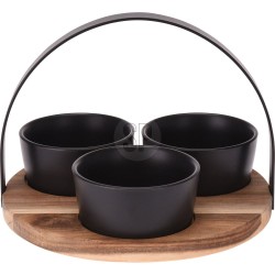 JK Home Décor - Bάση Ακακίας με 3 Μπωλ S/4 202091