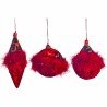 JK Home Décor - Μπάλα S/3 Μπορντώ Feathered 8cm 32480