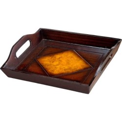 JK Home Décor - Δίσκος Ξύλινος Καφε 22x25x4cm 36539