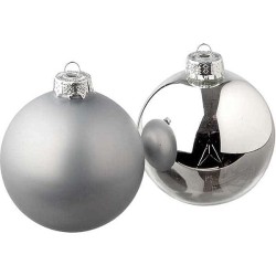 JK Home Décor - Μπάλα Γυάλινη Χριστουγέννων Ασημί S/12 6cm