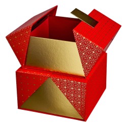 JK Home Décor - Κουτί Χάρτινο Χρυσό-Κόκκινο 21x21x12cm-19x19x10cm 56450