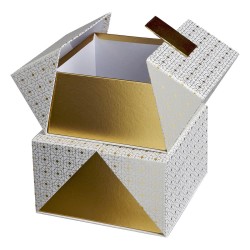 JK Home Décor - Κουτί Χάρτινο Χρυσό-Λευκό 21x21x12cm-19x19x10cm 56449