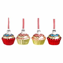 JK Home Décor - Στολίδι Cupcake Γυάλινο S/4 5.5cm 50379