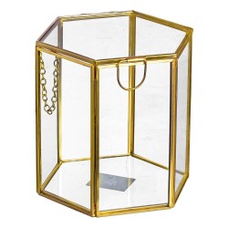 JK Home Décor - Πολυγωνικο Terrarium Μεταλλικό με Γυαλι 10x10x12εκ 56478