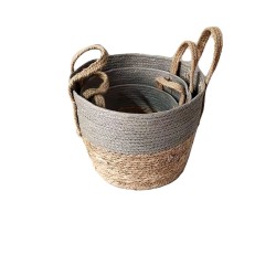 JK Home Décor - Καλάθι Ψάθινο S/3 30x25cm-26x20cm-22x16cm 56765