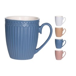 JK Home Décor - Κούπα κεραμική Ανάγλυφη 340ml 4 χρωματα 593260