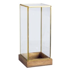 JK Home Décor - Βαση Ξύλινη με Γυάλα Τετραγωνη 15x15x30cm 56177