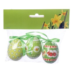 JK Home Décor - Κρεμαστά Αυγά πράσινα πλαστικά 6εκ S/3 56751