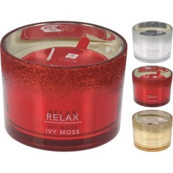 JK Home Décor - Κερί Σε Γυάλινο Με Glitter 3Σχδ 11x11x8cm 931666 (1τμχ)