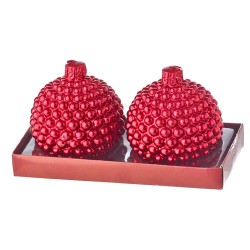 JK Home Décor - Κερί Μπάλα Κόκκινη με Περλες S/2 8cm 44195