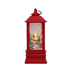 JK Home Décor - Φαναρακι Κόκκινο με LED Χριστουγέννων 5.5x13.5cm 56567
