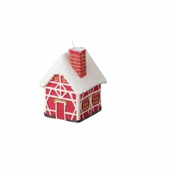JK Home Décor - Κερί Σπιτακι Χιονισμένο Κόκκινο 11cm 44167