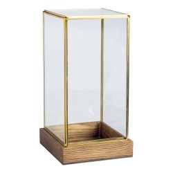 JK Home Décor - Βαση Ξύλινη με Γυάλα Τετραγωνη 12x11x26cm 56176