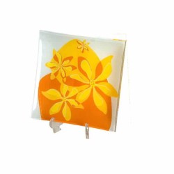 JK Home Décor - Πιατελα Γυάλινη Floral Πορτοκαλί 34685