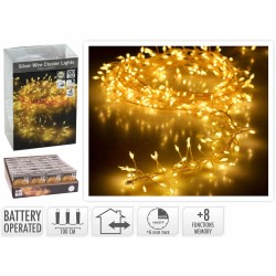 JK Home Décor - Λαμπάκια Μπαταρίας Cluster Silverwire WW 100LED 586411