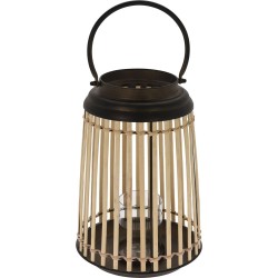 JK Home Décor - Φανάρι Bamboo/μέταλλο φυσικό/μαύρο 24x32εκ 846960