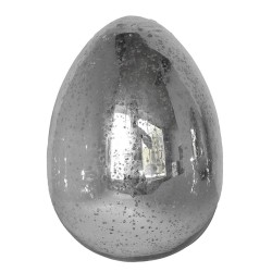 JK Home Décor - Αυγό Γυάλινο Ασημί 20cm 92740