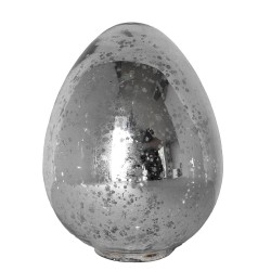 JK Home Décor - Αυγό Γυάλινο Ασημί 14cm 92739